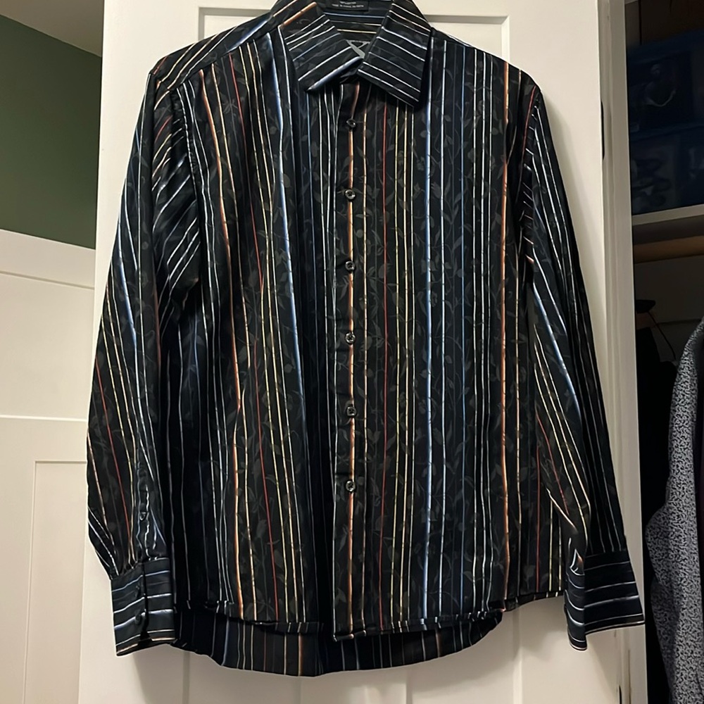 MBX Black Striped Dress Shirt